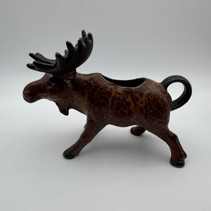 Vintage Eddie Bauer Brown Cermaic Rustic Cabin Moose Creamer